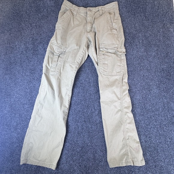 Wrangler Pants - Wrangler Cargo Pants‎ Womens 29x28 Tan Relaxed Fit Comfort Mid Rise Skinny Leg